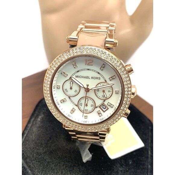 Michael Kors Women's Watch MK5491 Parker Quartz Chronograph Rose Gold Steel 39mm - Picture 1 of 15